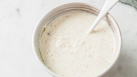 Yogurt mixed with flax seed or egg for gluten-free naan