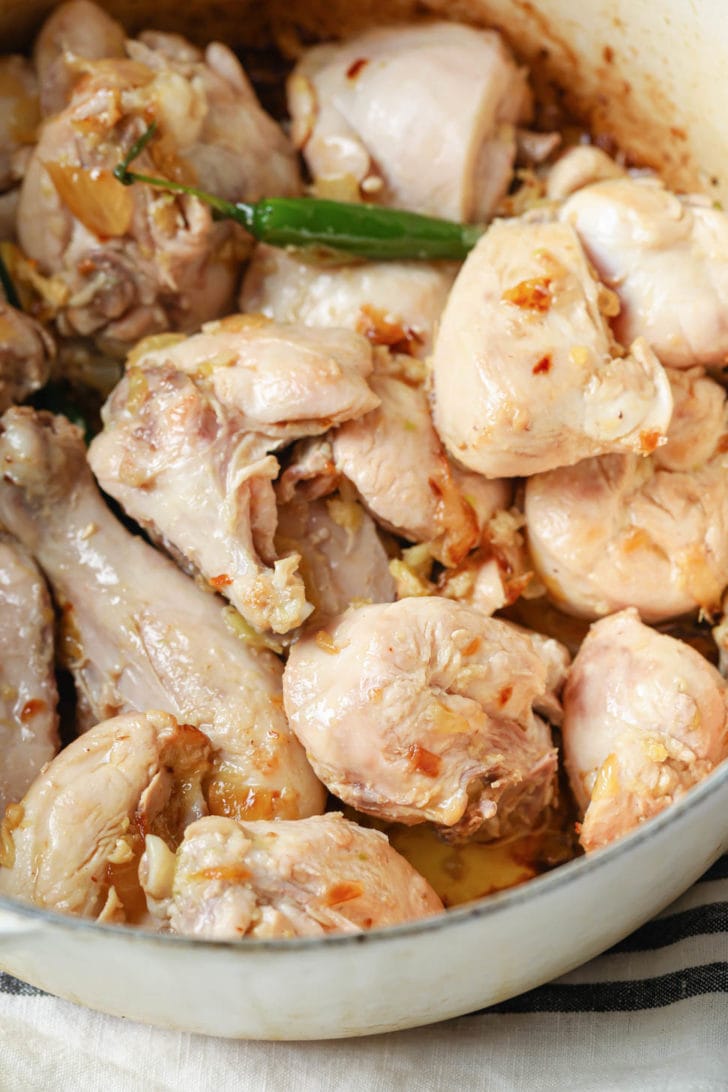 Chicken sauteed in oil