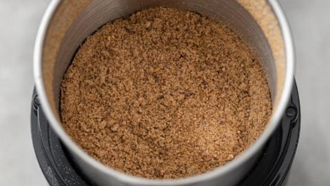 Ground Homemade Chaat Masala in a spice grinder