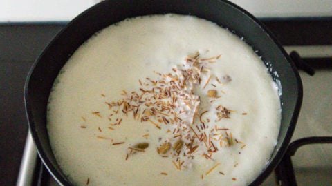 Toasted vermicelli added to simmering milk