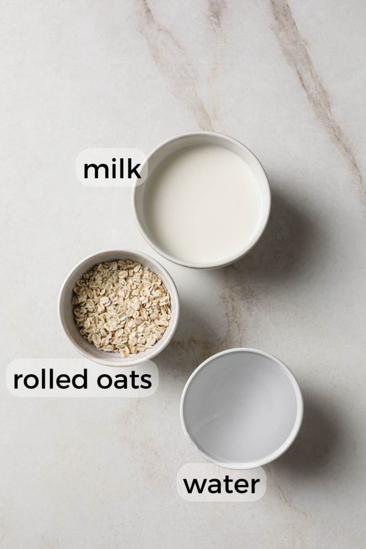 Ingredients for Oatmeal with Milk