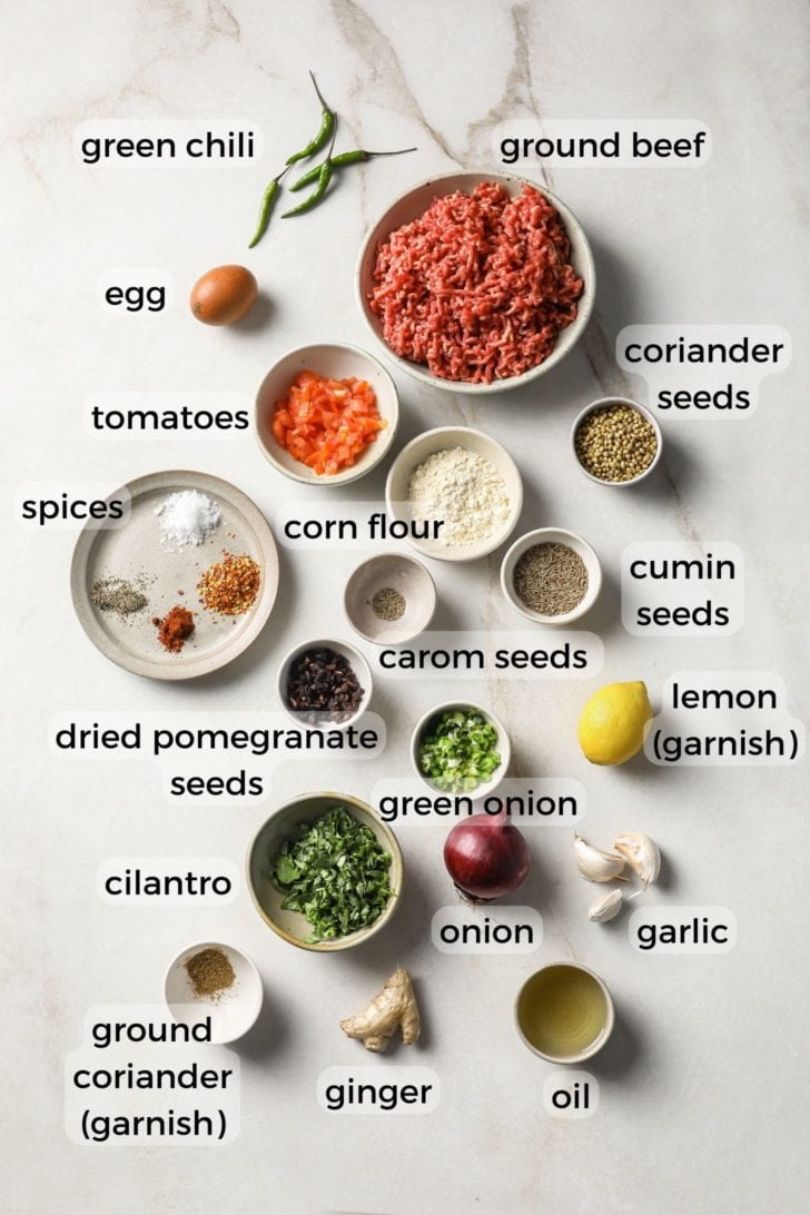 Ingredients for Chapli Kabab
