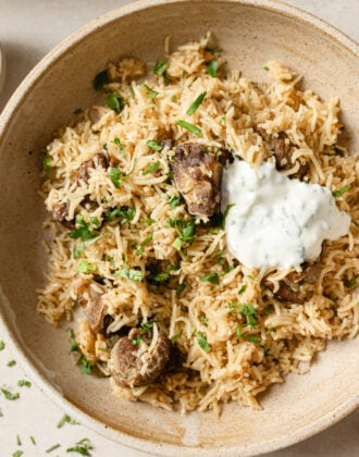 Mutton Pulao in a bowl