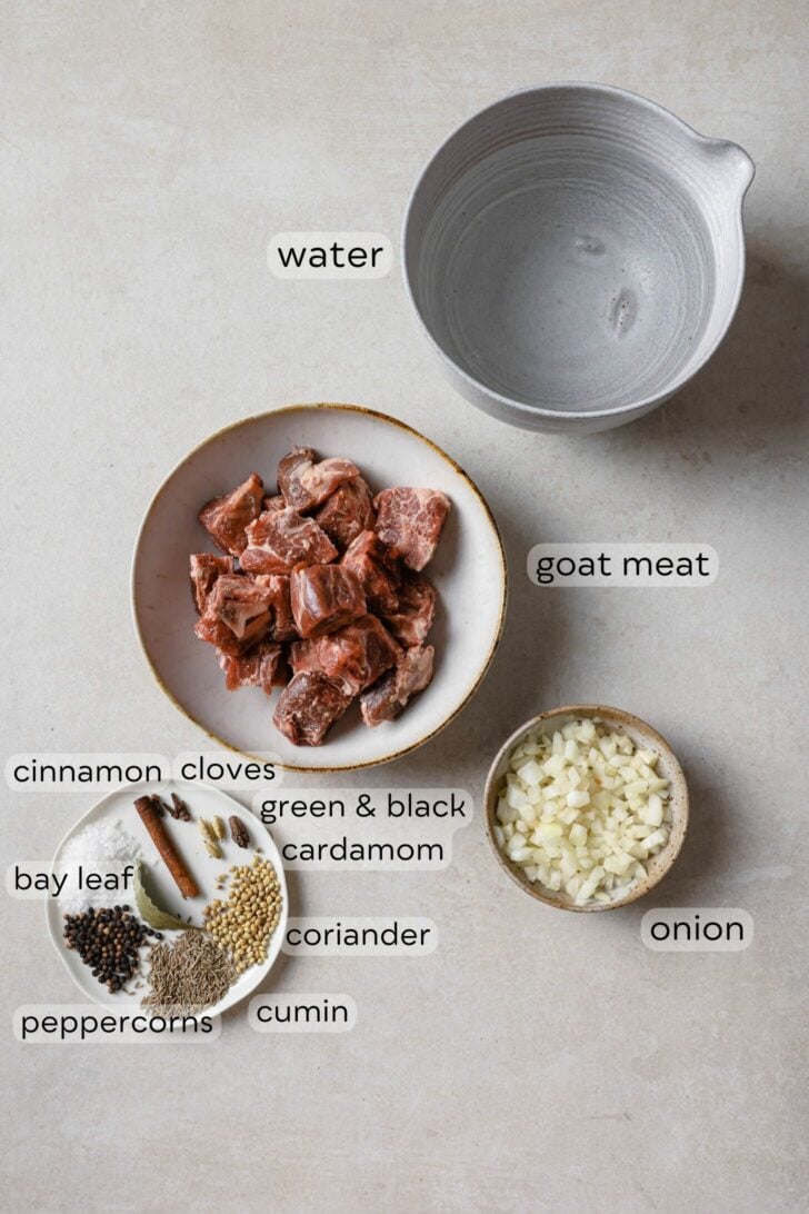 Ingredients for broth (Yakhni) to make Mutton Pulao.