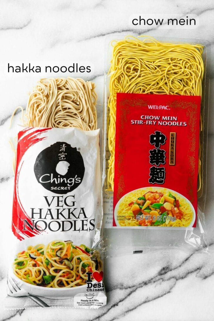 2 Hakka Noodle or Chow Mein Brands side by side