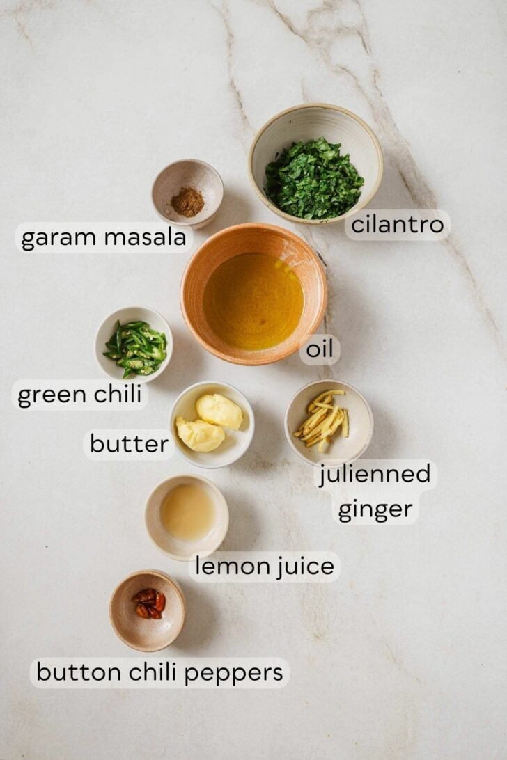 Ingredients for tarka to make Chana Dal